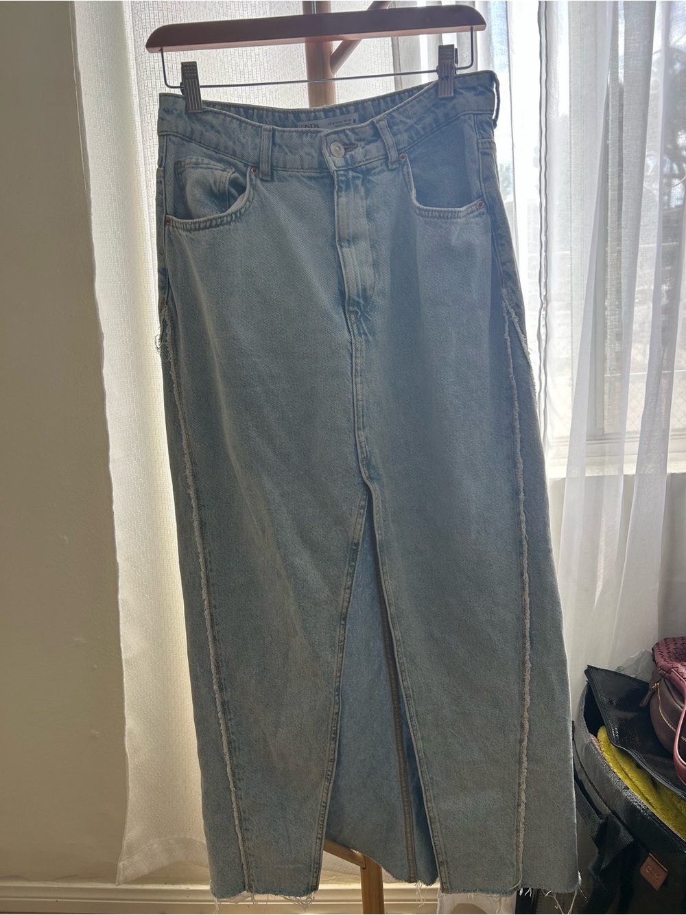 Zara Light Blue Straight Denim skirt